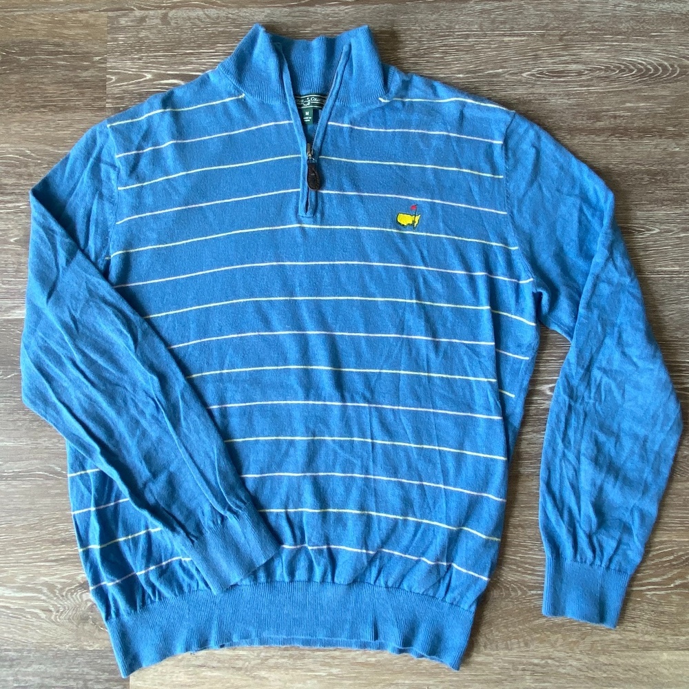 Masters Collection 1/4 Zip Cotton Pullover - Blue